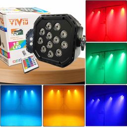 Multicolor Par Light 12 LED RGB with Remote Controller Light for Disco Diwali Shower Laser Light-11
