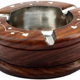 Hand Carved With Slots For Office/Car/Home/Table Brown Wood Ashtray-image-34