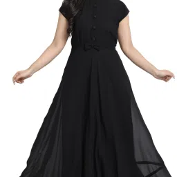 Solid Georgette Stitched Flared/A-line Gown-image-90