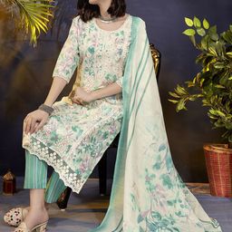 Anouk Floral Printed Regular Embroidered  Kurta With Trousers & Dupatta-picture-56