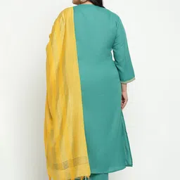 Sringam Ethnic Motifs Embroidered Regular Thread Work Kurta With Trousers & With Dupatta image 3