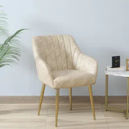 bohemiana from pepperfry Minaj Metal Chair In Gold Finish With Ivory Leather Seating-picture-28