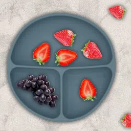 Silicone Big Suction Plates with 3 Deep Divided Sections for Babies -Dark Grey- Silicone-picture-14