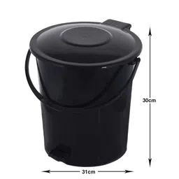 Kuber Industries Set Of 2 Black Solid Plastic Pedal Dustbin With Handle image 3