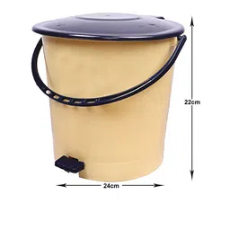 Kuber Industries Cream & Brown Plastic Pedal Dustbin With Handle Set Of 2 image 5