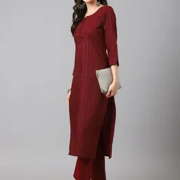KALINI Striped Regular Thread Work Kurta with Palazzos image 3