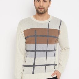 Men Checkered Round Neck Multicolor Sweater-image-84