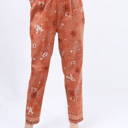 Vishudh Rust Floral Pure Cotton Kurti With Trousers & With Dupatta image 4