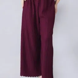 Women Regular Fit Purple Lycra Blend Trousers-image-17