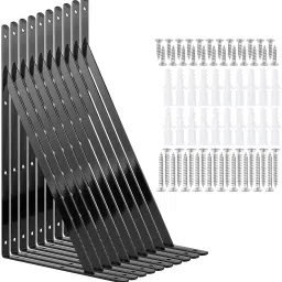 Heavy Duty Wall Mounted Shelf Metal Stand Wrought Iron Black 10 Pcs(SB-27) 16 x 10 Inch Shelf Bracket-image-41