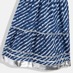 Readiprint Fashions Girls Blue Bandhani Printed Angrakha Gotta Patti Pure Cotton Kurta with Sharara image 5