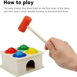 Fun and Colorful Wooden Hammer Ball Bench: A Joyful Toy Set for Kids 2+ Years-image-22