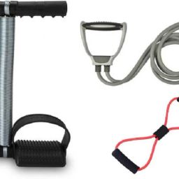 CROSS TONING TUBE WITH 8 FIGURE RESISTANCE TUBE AND TUMMY TRIMMER Fitness Accessory Kit Kit-image-44