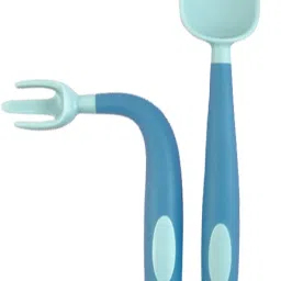 2PCS Infant Baby Fork and Spoon Set Baby Feeding Learning Temperature Sensing- Silicone-18