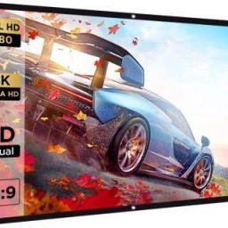 Moiz 100" Diagonal, 16:9 Aspect Ratio, 87 Inches x 49 Inches, 1.2 Gain, Black Coated From Back Side, Supports UHD-3D-4K-8K Technology Universal Eyelets Type Foldable Projector Screen (Width 221 cms x 125 cms Height) Projector Screen (Width 221 cm x 125 cm Height)-47
