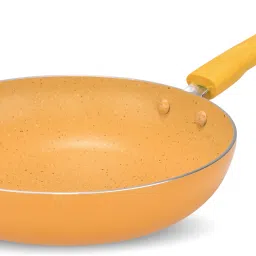 NAVRANG NONSTICK SPATTER/ GRANAITE FRY PAN 220 MM, YELLOW Fry Pan 22 cm diameter 1.2 L capacity-image-5
