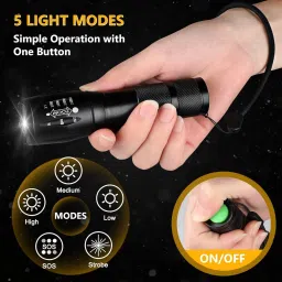 crentila (ZOOMABLE METAL TORCH) 5 Modes Flashlight, Super Bright Cree T6 LED Light Torch image 4