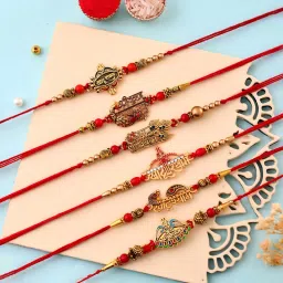 Thread Rakhi for Brother-5556-3711-3715-JSS-6P-SERIES-6N Mauli Thread Rakhi, Chawal Roli Pack, Greeting Card Set-image-69