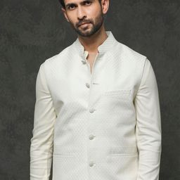 RARE RABBIT Men Lasmos-B1 Slim Fit Woven Design Nehru Jacket-3