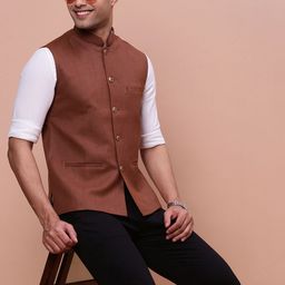 SHOWOFF Slim-Fit Woven Nehru Jacket-15