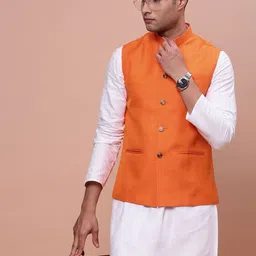 SHOWOFF Slim-Fit Woven Nehru Jacket-image-80