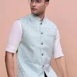 SHOWOFF Woven-Design Slim-Fit Nehru Jacket-24