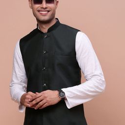 SHOWOFF Slim Fit Woven Nehru Jackets-34