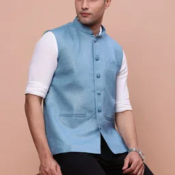 SHOWOFF Slim-Fit Woven Nehru Jacket-10