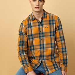 Wrangler Spread Collar Tartan Checked Twill Casual Cotton Shirt-picture-20