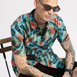 SHOWOFF Smart Slim Fit Floral Printed Twill Cotton Casual Shirt-image-75