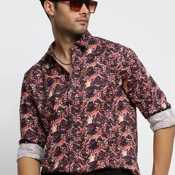 SHOWOFF Abstract Printed Smart Twill Slim Fit Cotton Casual Shirt-image-63
