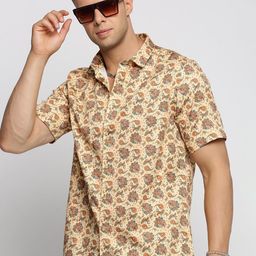 SHOWOFF Smart Slim Fit Ethnic Motifs Printed Cotton Casual Shirt-picture-2