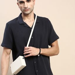 INVICTUS Club Cuban Collar Slim Fit Seersucker Cotton Casual Shirt-picture-11
