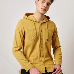 Lee Straight Hooded Twill Cotton Casual Shirt-image-43