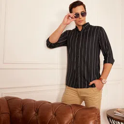 DENNISON Smart Striped Button-Down Collar Casual Shirt-image-93