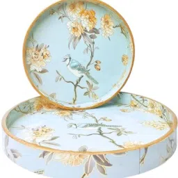 Aqua Blue Round Tray Tray Serving Set-22