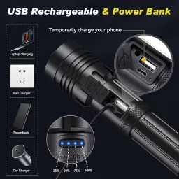 hasthip Super Bright 3000 Lumens Rechargeable LED Flashlight 5000mAh Torch image 5