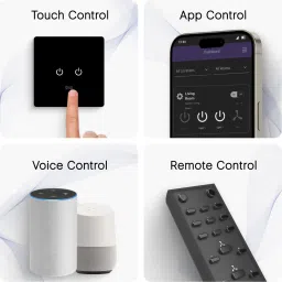 iotics Smart Touch Switch for 2 Lights, Remote, Mobile App, Alexa & Google Home Smart Switch image 2