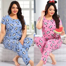 Women Night Suit Set Multicolor Printed, Animal Print-picture-12