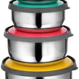 Bowl Stainless Steel Storage Container Set of 4 with Lid For Storage 4 Containers Lunch Box-17