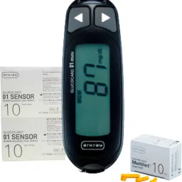 Max GlucoCard 01 Mini Blood Glucometer with 20 Strips- Lifetime Warranty Glucometer-0