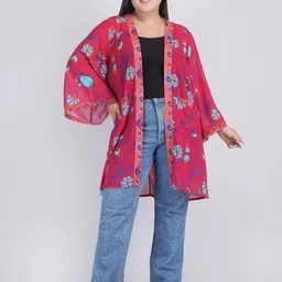 SHAYE Plus Size Printed Longline Shrug image 2