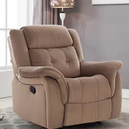 casacraft from pepperfry Norton Velvet 1 Seater Manual Recliner In Brown Colour-picture-18