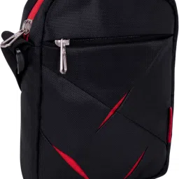cosmus Black Men & Women Sling Bag - Regular Size Index-Small Bag for Mobile & Wallet- Black & Red image 4