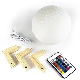 Connectwide Robotics 3D Moon Lamp India/Moon Shaped Lamp/Led Moon Lamp/Lunar Moonlight Lamp - 16 Colors Table Lamp image 3