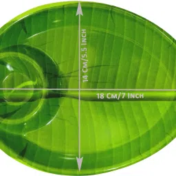 inpro Stylish Designer Shape Melamine Serving Snacks Platter set of 12 in Green Color Quarter Plate image 2
