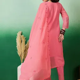 Sangria Embroidered A-Line Kurta With Trouser & Dupatta image 3
