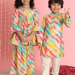 Readiprint Fashions Boys Leheriya Printed Mandarin Collar Regular Kurta with Pyjamas-35