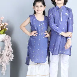 Kinder Kids Girls Purple Ethnic Motifs Printed Kurta with Trousers & With Dupatta-picture-3