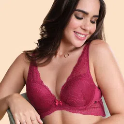 Enamor Red Butterfly Cleavage Enhancer Padded Wired Plunge Push-Up Bra F091-picture-41